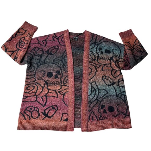 Torrid Sweaters - Torrid Space-Dye Sweater Cardigan Skull Roses Ombre Open Sz 1 1X